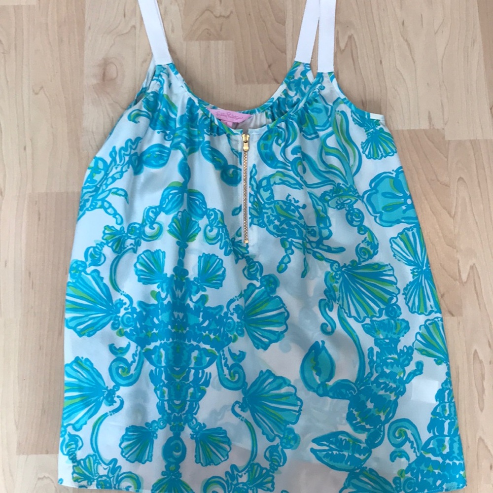 Lilly Pulitzer Chevonne Blue&White Silk Tank